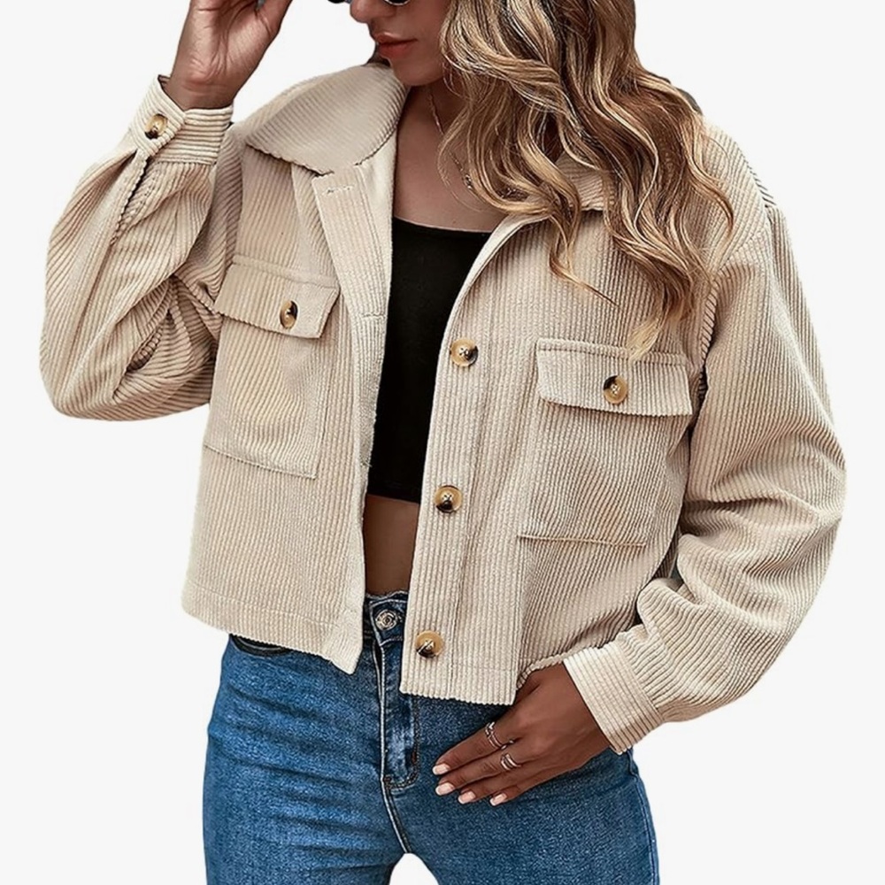 Tan Ribbed Cropped Amazon Jacket